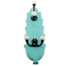 Sea Green And Black Double Loop Ceramic Iron Wooden Hooks 