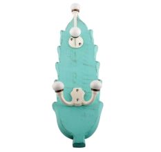 Sea Green And Cream Double Loop Ceramic Iron Wooden Hooks
