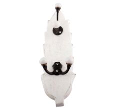 White And Black Double Loop Ceramic Iron Wooden Hooks