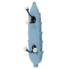 Turquoise And Black Double Loop Ceramic Iron Wooden Hooks 