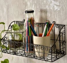 Metal Iron Single Shelf Decorative Wall Rack Basket