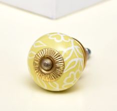 Yellow Leaf Ceramic Floral Drawer Knob Online