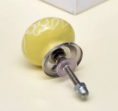 Yellow Leaf Ceramic Floral Drawer Knob Online