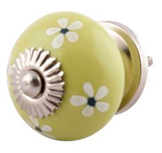 Lime Green Tiny Flower Ceramic Cabinet Knob Online
