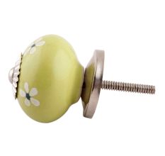 Lime Green Tiny Flower Ceramic Cabinet Knob Online
