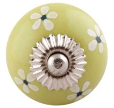 Lime Green Tiny Flower Ceramic Cabinet Knob Online
