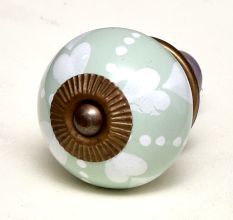 Sage Green White Hearted Ceramic Dresser Knobs Online