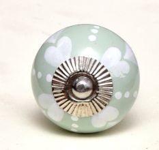 Sage Green White Hearted Ceramic Dresser Knobs Online