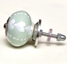 Sage Green White Hearted Ceramic Dresser Knobs Online