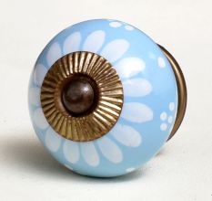 Turquoise Floral Ceramic Drawer Knobs Online