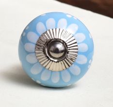 Turquoise Floral Ceramic Drawer Knobs Online