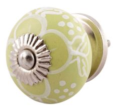 Lime Green Floral Ceramic  Dresser Knobs Online