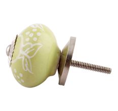 Lime Green Floral Ceramic  Dresser Knobs Online