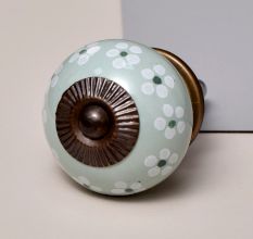 Sage Green And White Tiny Flower Ceramic Drawer Knob Online