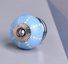 Turquoise Line Dotted Ceramic Floral Dresser Knobs Online