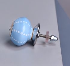 Turquoise Line Dotted Ceramic Floral Dresser Knobs Online