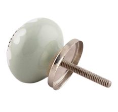 Sage Green White Hearted Ceramic Knobs 