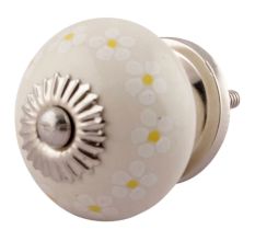 Cream Round Tiny Flower Ceramic Dresser Knobs Online