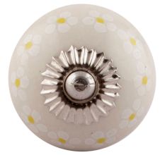 Cream Round Tiny Flower Ceramic Dresser Knobs Online