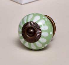 Sage Green Floral Ceramic Wardrobe Knobs Online