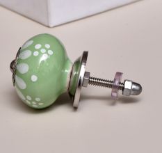 Sage Green Floral Ceramic Wardrobe Knobs Online