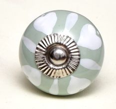 Sage Green Heart Ceramic Floral Cabinet Knobs Online