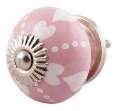 Pink Heart Ceramic Floral Drawer Knobs