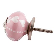 Pink Heart Ceramic Floral Drawer Knobs