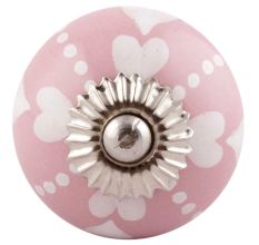 Pink Heart Ceramic Floral Drawer Knobs