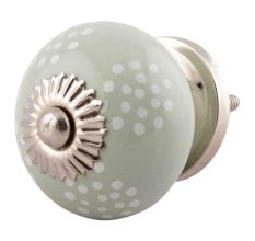 Sage Green Dotted Ceramic Knob