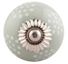 Sage Green Dotted Ceramic Knob