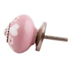 Pink Heart And Tiny Flower Ceramic Knobs