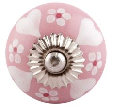 Pink Heart And Tiny Flower Ceramic Knobs