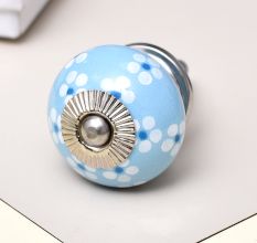 Turquoise Tiny Flowers Ceramic Knobs Online