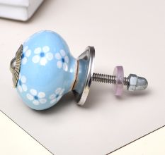 Turquoise Tiny Flowers Ceramic Knobs Online