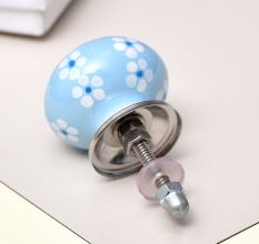 Turquoise Tiny Flowers Ceramic Knobs Online