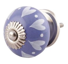 Slate Blue Heart Ceramic Knobs