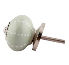 Sage Green Dotted Line Ceramic Floral Knobs