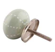Sage Green Dotted Line Ceramic Floral Knobs