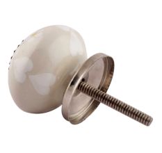 Cream Heart And Tiny Flower Ceramic Knob