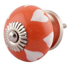 Orange Heart Floral Ceramic Knobs