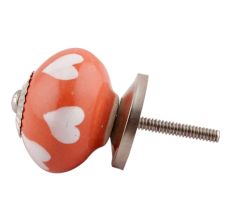 Orange Heart Floral Ceramic Knobs