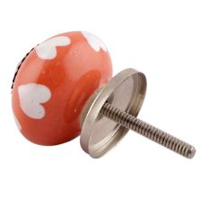 Orange Heart Floral Ceramic Knobs