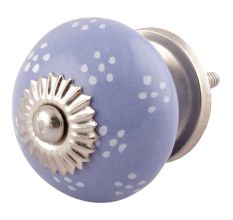 Slate Blue Dotted Ceramic Knobs 