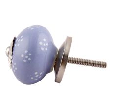 Slate Blue Dotted Ceramic Knobs 