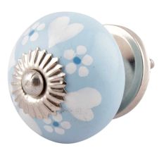 Turquoise Heart Ceramic Floral Knobs