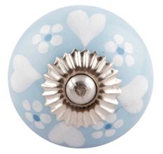 Turquoise Heart Ceramic Floral Knobs