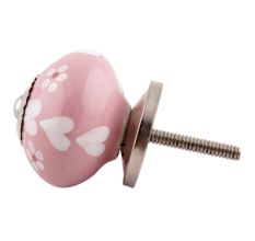 Pink Heart And Tiny Flower Ceramic Floral Cabinet Knobs