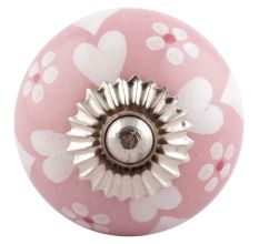 Pink Heart And Tiny Flower Ceramic Floral Cabinet Knobs