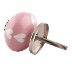 Pink Heart And Tiny Flower Ceramic Floral Cabinet Knobs